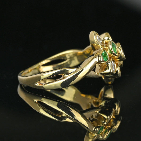 14K Gold Emerald .50 CTW Diamond Cluster Ring - Boylerpf