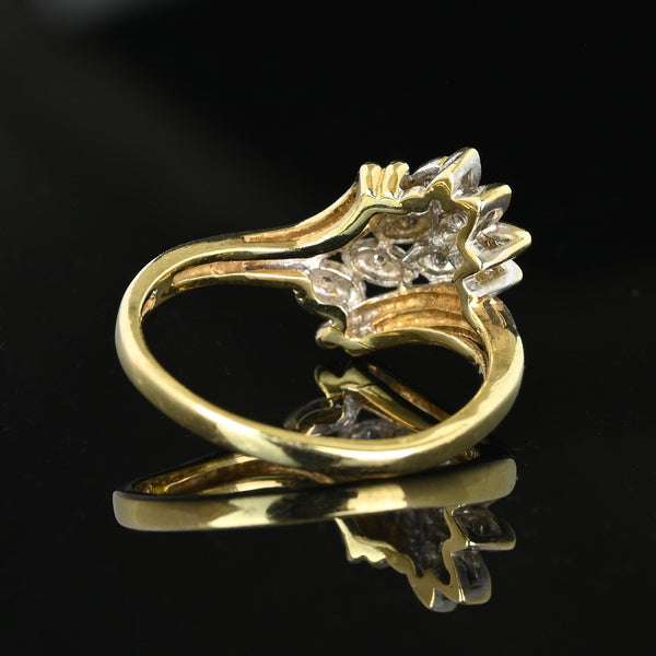 Vintage 10K Gold Bypass Diamond Leaf Ring - Boylerpf