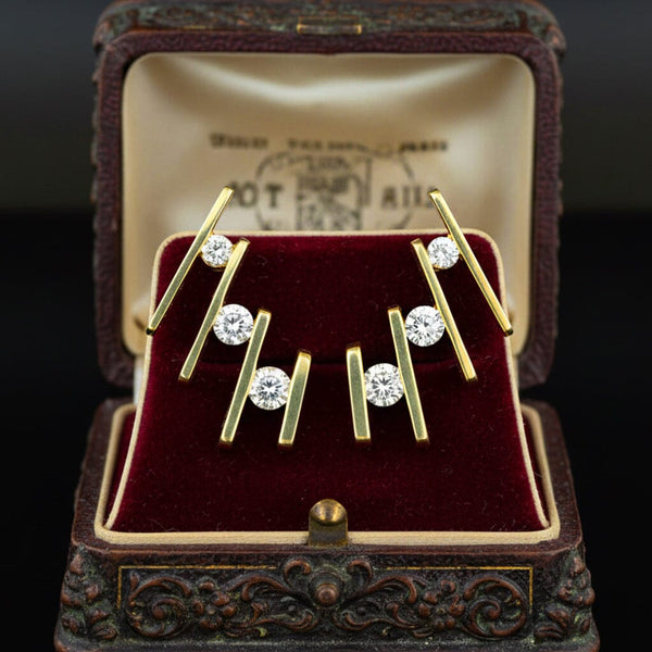 Jose Hess Diamond Ear Climbers 14K Gold Vintage Earrings - Boylerpf