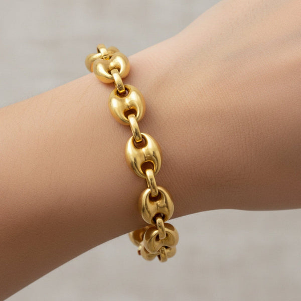 Vintage Solid 14K Gold Mariner Link Bracelet, 29.6g