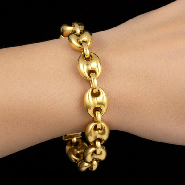 Vintage Solid 14K Gold Mariner Link Bracelet, 29.6g