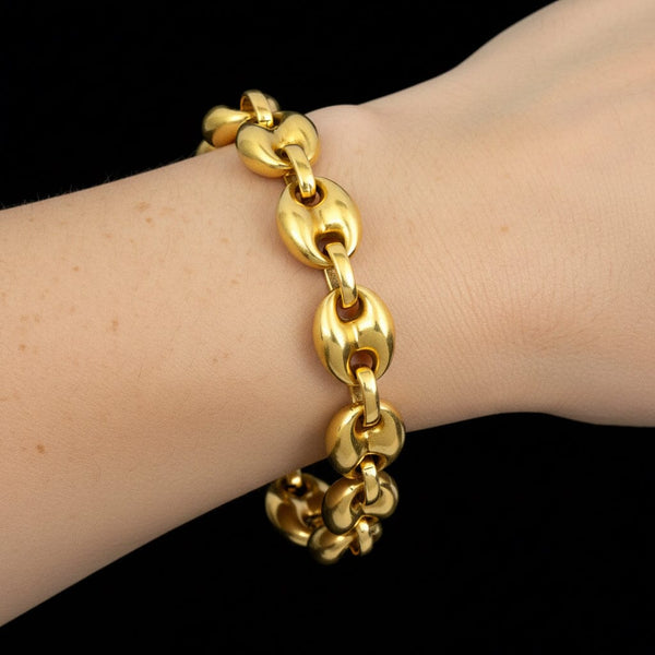 Vintage Solid 14K Gold Mariner Link Bracelet, 29.6g