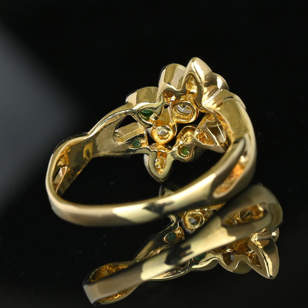 14K Gold Emerald .50 CTW Diamond Cluster Ring - Boylerpf