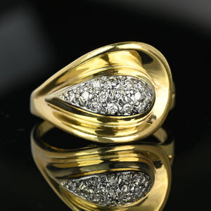 Heavy 14K Gold Button Style Diamond Cluster Ring - Boylerpf