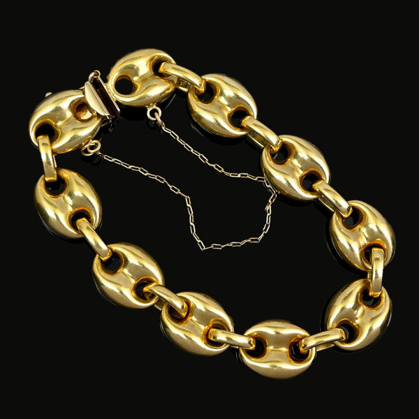 Vintage Solid 14K Gold Mariner Link Bracelet, 29.6g