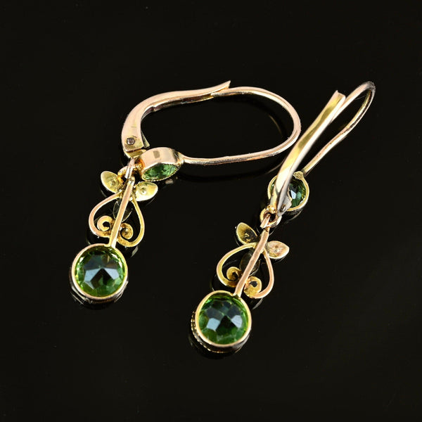 ON HOLD Elegant Antique 10K Gold Seed Pearl Peridot Earrings - Boylerpf