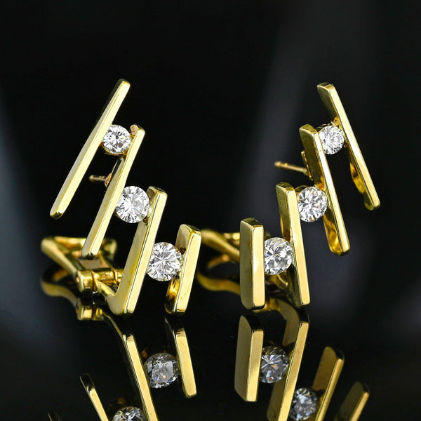 Jose Hess Diamond Ear Climbers 14K Gold Vintage Earrings - Boylerpf