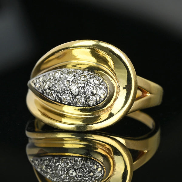 Heavy 14K Gold Button Style Diamond Cluster Ring - Boylerpf