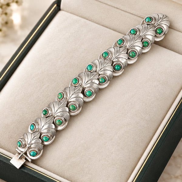Vintage Taxco Turquoise Sterling Silver Los Castillo Style Bracelet
