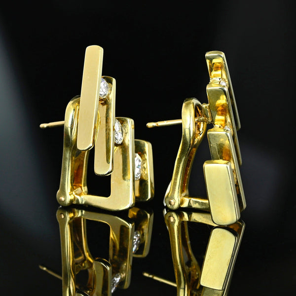 Jose Hess Diamond Ear Climbers 14K Gold Vintage Earrings - Boylerpf
