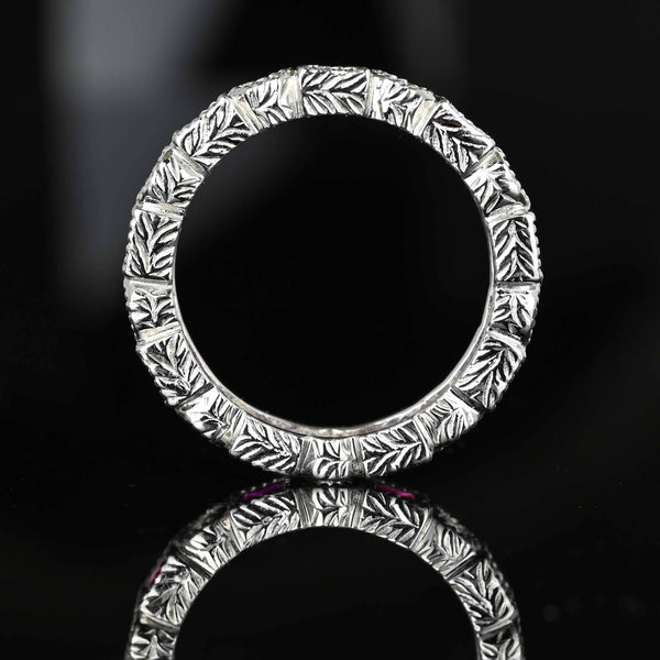 Sterling Silver Diamond Ruby Eternity Ring Band - Boylerpf