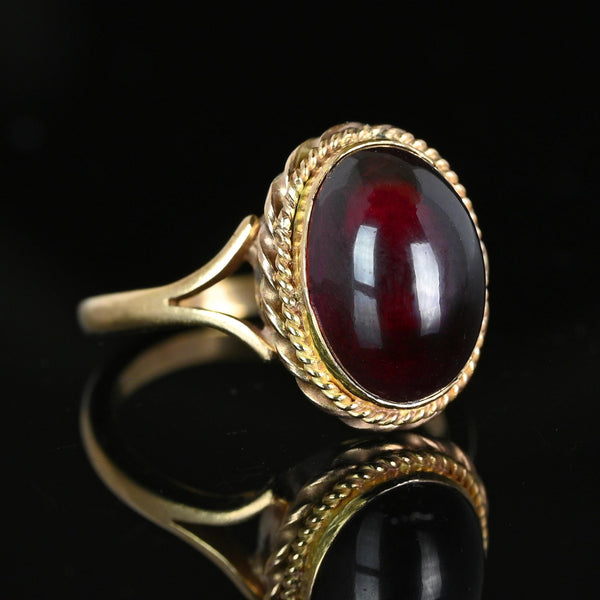 Vintage Retro 1940s Gold Garnet Cabochon Ring - Boylerpf