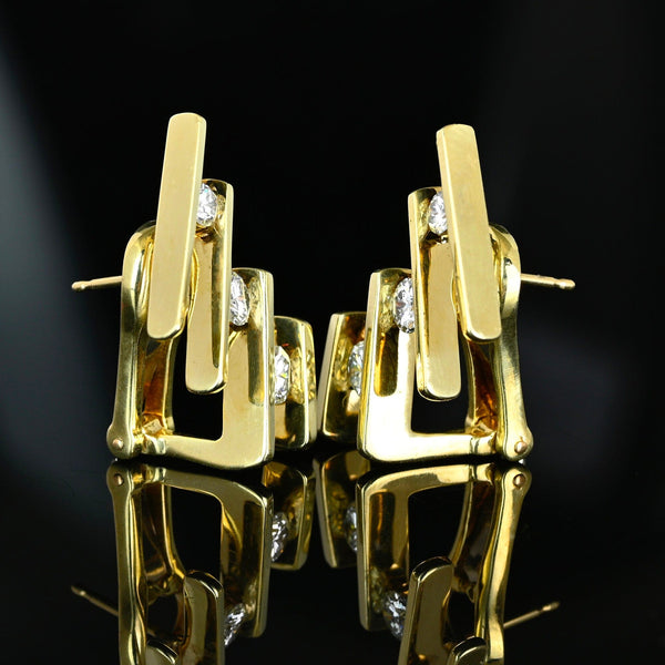 Jose Hess Diamond Ear Climbers 14K Gold Vintage Earrings - Boylerpf