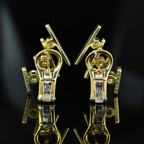Jose Hess Diamond Ear Climbers 14K Gold Vintage Earrings - Boylerpf