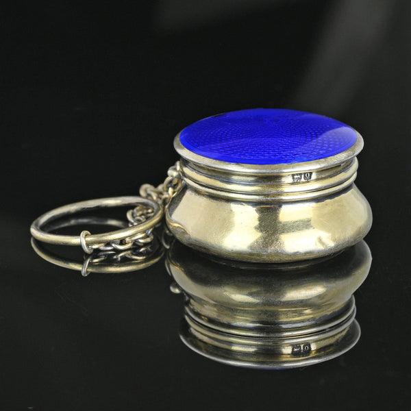 Antique Edwardian Enamel Pill Snuff Box Finger Ring Pendant - Boylerpf