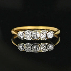 Antique European Cut Diamond Ring Band in 18K Gold - Boylerpf