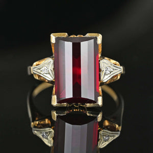 Art Deco Diamond Fancy Cut Ruby Ring in Gold - Boylerpf