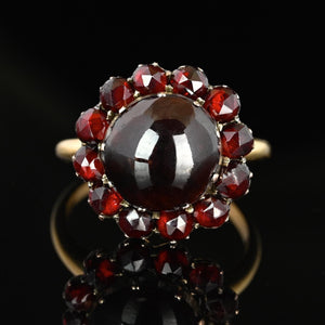 Antique Victorian 14K Gold Garnet Cabochon Ring - Boylerpf