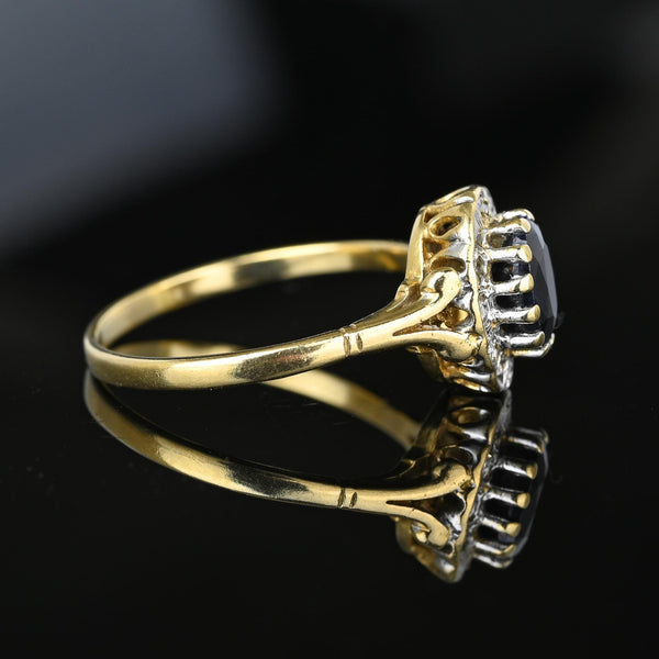 Vintage Diamond Cluster Sapphire Halo Ring in Gold - Boylerpf