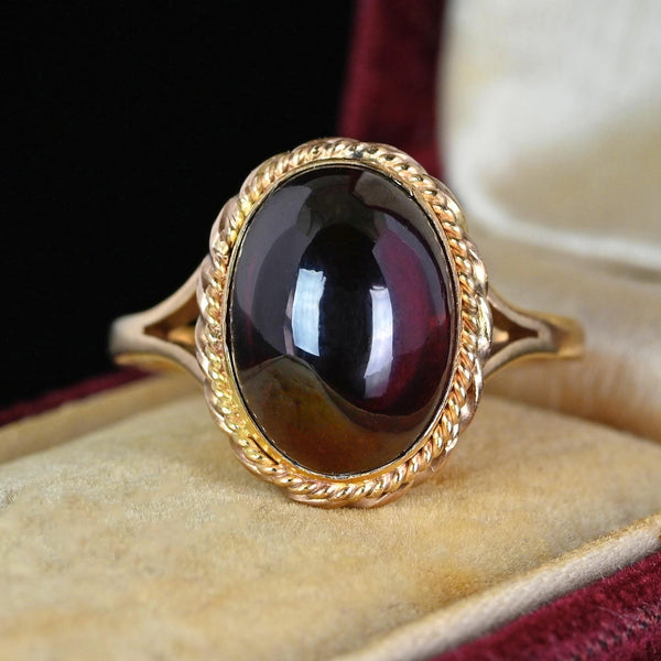 Vintage Retro 1940s Gold Garnet Cabochon Ring - Boylerpf