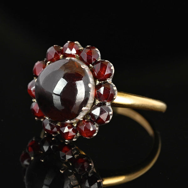 Antique Victorian 14K Gold Garnet Cabochon Ring - Boylerpf