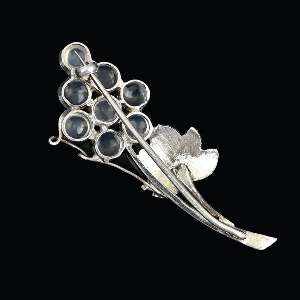 Antique Edwardian Moonstone Brooch in Sterling Silver