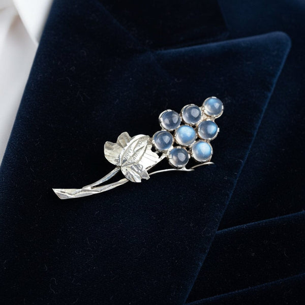 Antique Edwardian Moonstone Brooch in Sterling Silver