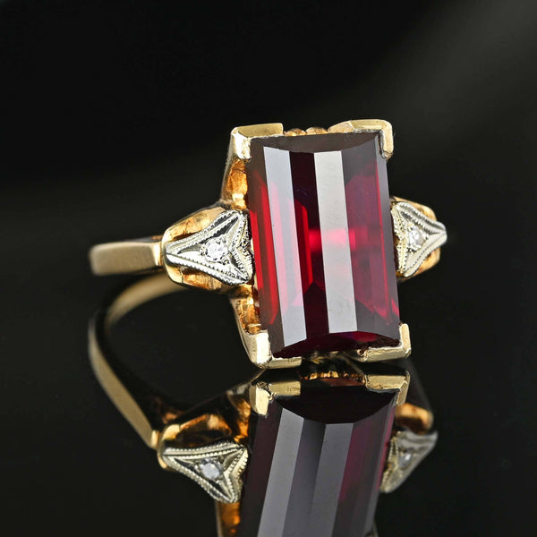 Art Deco Diamond Fancy Cut Ruby Ring in Gold - Boylerpf