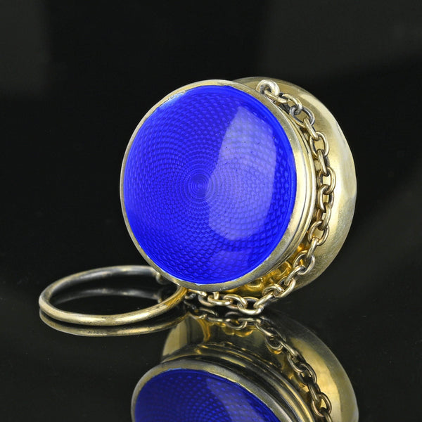 Antique Edwardian Enamel Pill Snuff Box Finger Ring Pendant - Boylerpf