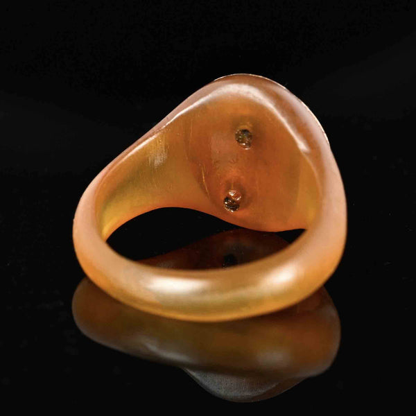 Antique Victorian Tortoiseshell Pique 9K Gold Signet Ring - Boylerpf