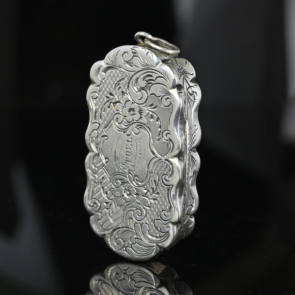 Antique C.1850 Victorian Silver Vinaigrette Pendant - Boylerpf