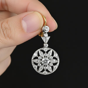 Art Deco Platinum Diamond Cluster Dangle Earrings - Boylerpf
