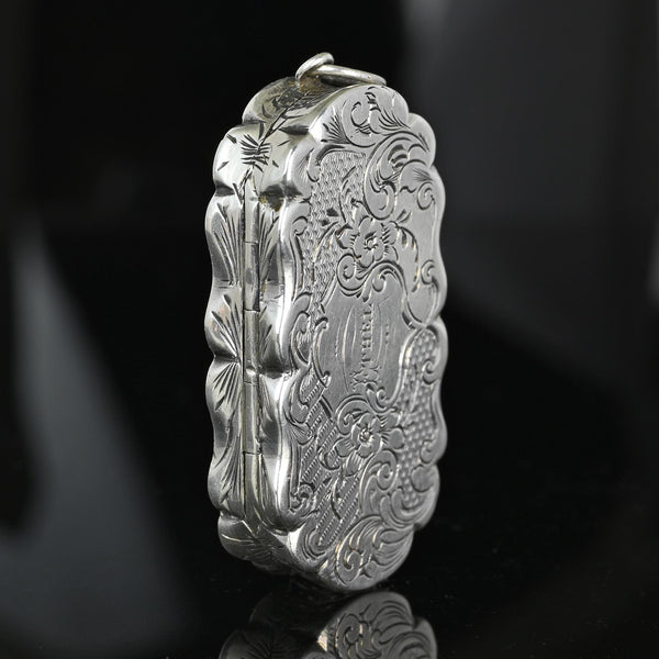 Antique C.1850 Victorian Silver Vinaigrette Pendant - Boylerpf