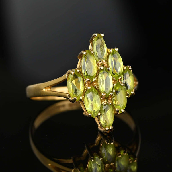 Vintage Gold Peridot Cluster Cocktail Ring - Boylerpf