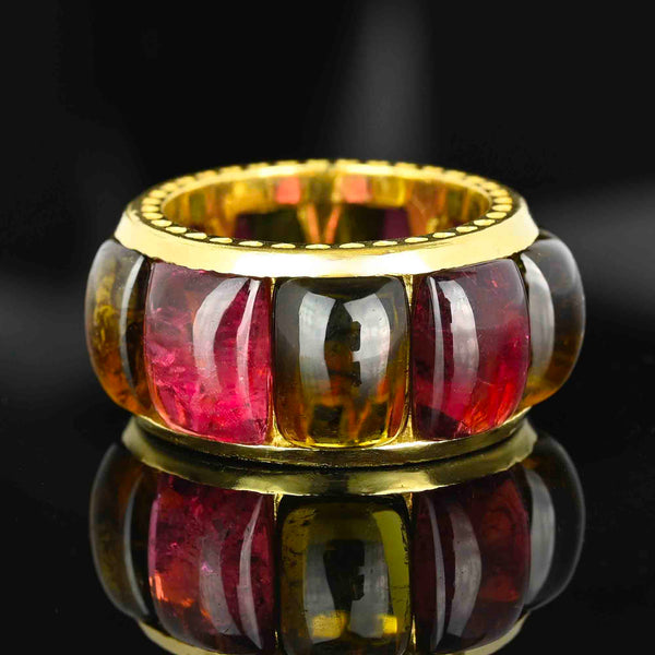 Stambolian 18K Gold Multi Color Cabochon Tourmaline Ring - Boylerpf