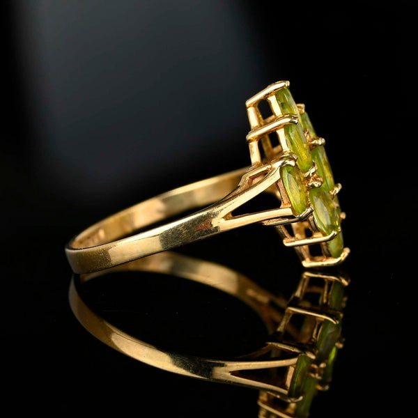 Vintage Gold Peridot Cluster Cocktail Ring - Boylerpf