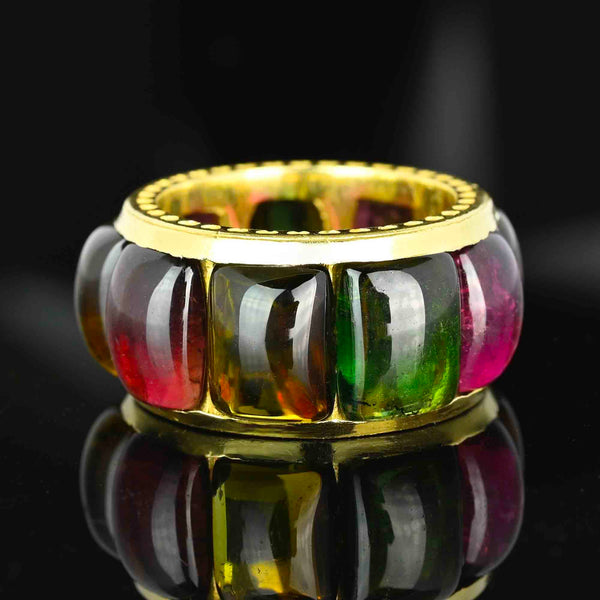 Stambolian 18K Gold Multi Color Cabochon Tourmaline Ring - Boylerpf