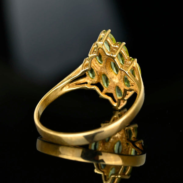 Vintage Gold Peridot Cluster Cocktail Ring - Boylerpf