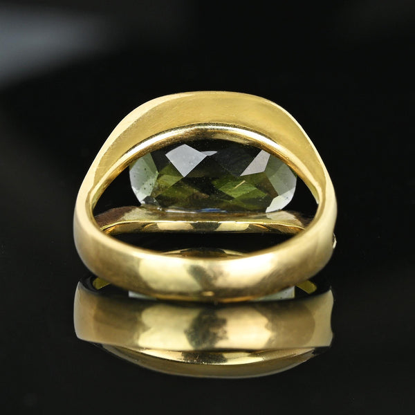 Unique 14K Gold Checkerboard Cut Natural Moldavite Ring - Boylerpf