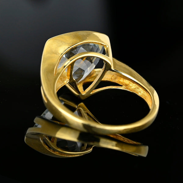 Vintage 14K Gold Trillion Cut Aquamarine Ring - Boylerpf