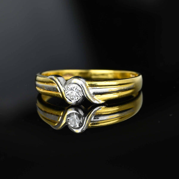 Vintage 18K Gold Diamond Solitaire Ring Band - Boylerpf