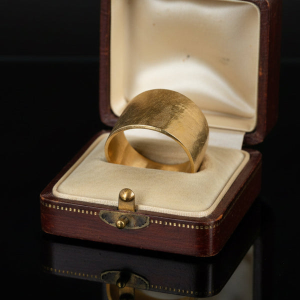 Vintage 14K Yellow Gold Wide Textured Band Ring - Boylerpf