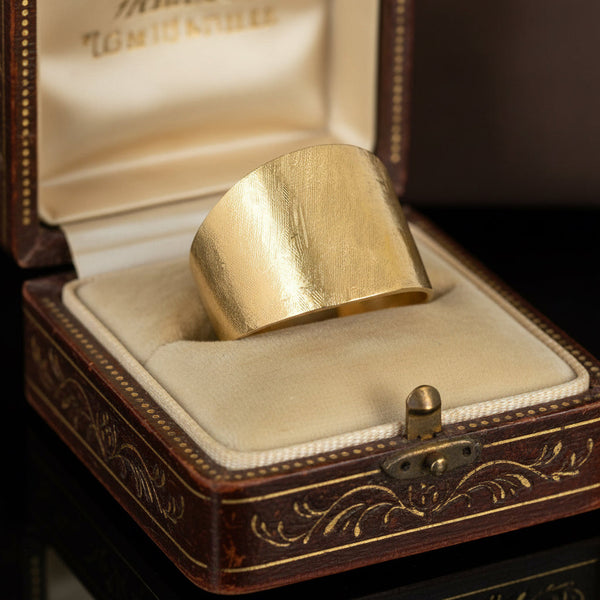 Vintage 14K Yellow Gold Wide Textured Band Ring - Boylerpf