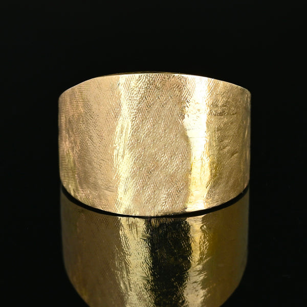 Vintage 14K Yellow Gold Wide Textured Band Ring - Boylerpf