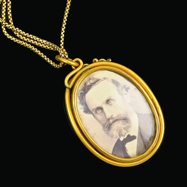 Victorian Banded Agate Snake Pendant Locket in Pinchbeck