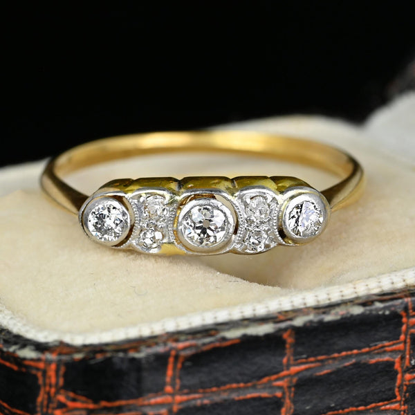 Antique European Cut Diamond Ring Band in 18K Gold - Boylerpf