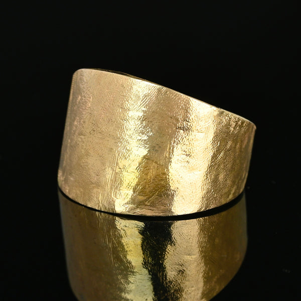 Vintage 14K Yellow Gold Wide Textured Band Ring - Boylerpf