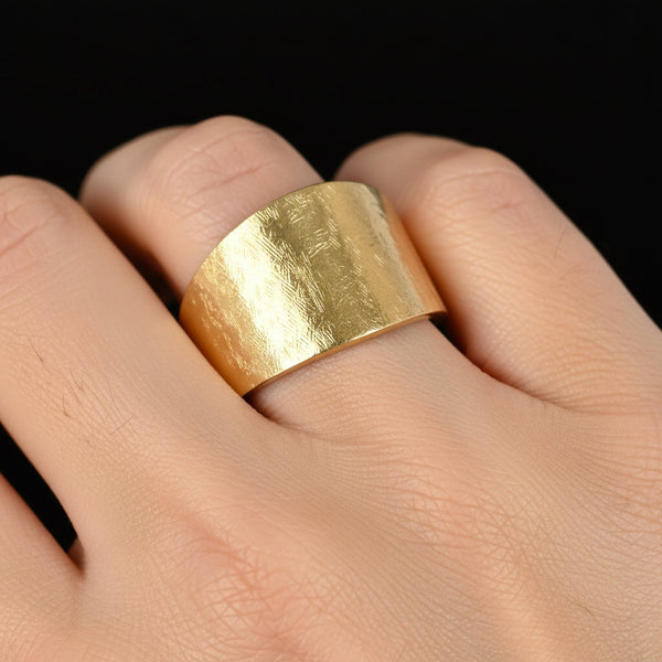 Vintage 14K Yellow Gold Wide Textured Band Ring - Boylerpf