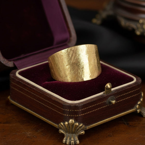 Vintage 14K Yellow Gold Wide Textured Band Ring - Boylerpf