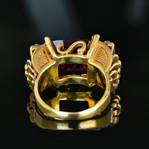 Vintage 1940s Tourmaline Diamond Ring 14K Gold 5.5ct - Boylerpf